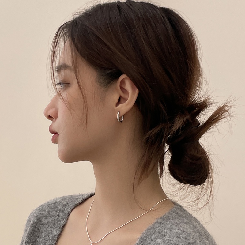 Roselife Chic Geometris 14K Emas Persegi Panjang Hoop Anting Untuk Wanita Gadis Anti Alergi Geometri Earring Minimalis Fashion Telinga Perhiasan 1pasang