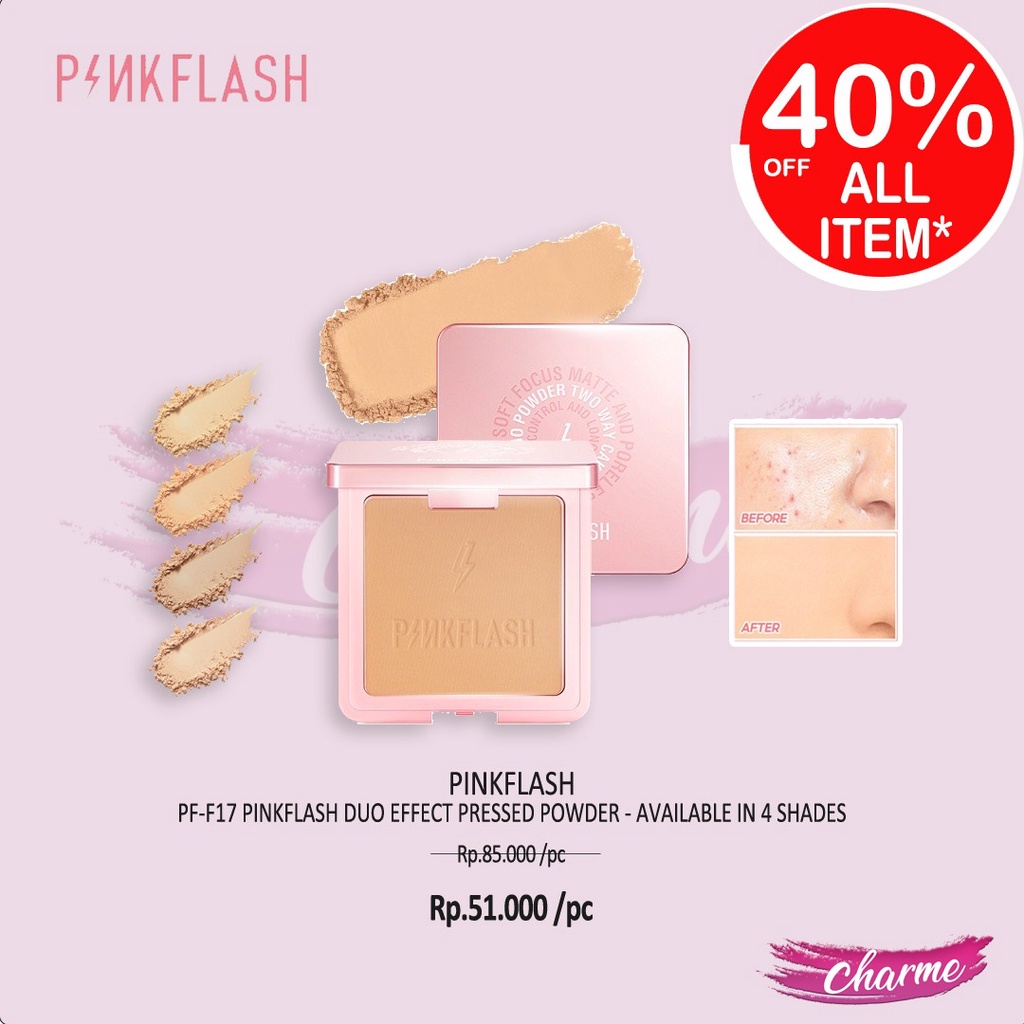 (READY &amp; ORI) PINKFLASH DUO EFFECT PRESSED POWDER BEDAK PADAT PF-F17