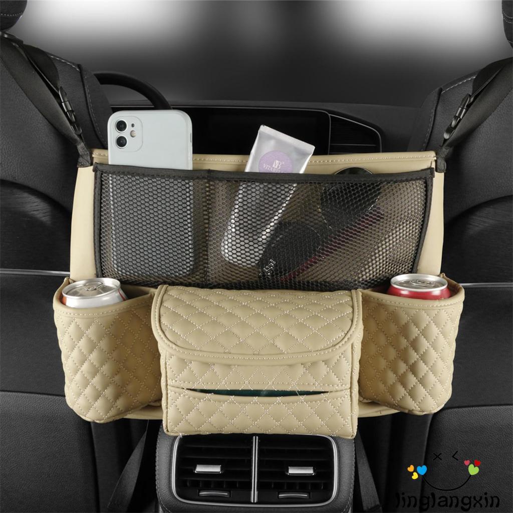 Llx-automotif Konsol Organizer Kulit Car Handbag Holder Antar Kursi Car Seat Storage Bag Untuk Dompet Hp