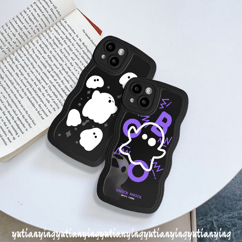 IPHONE Kompatibel Untuk Iphone7 8 Plus XR 11 13 12 14 Pro Max 6s 6x XS Max14 Plus SE 2020 7Plus Ghost Lucu Case Kartun Lucu Monster Kecil Lembut Bergelombang Tepi Penutup Belakang