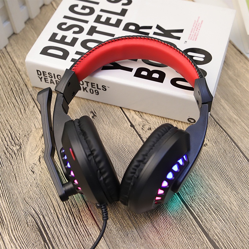 Headset Kabel Komputer Game Gaming Headset Subwoofer Musik Luminous Microphone Mikrofon Headset Universal Unisex