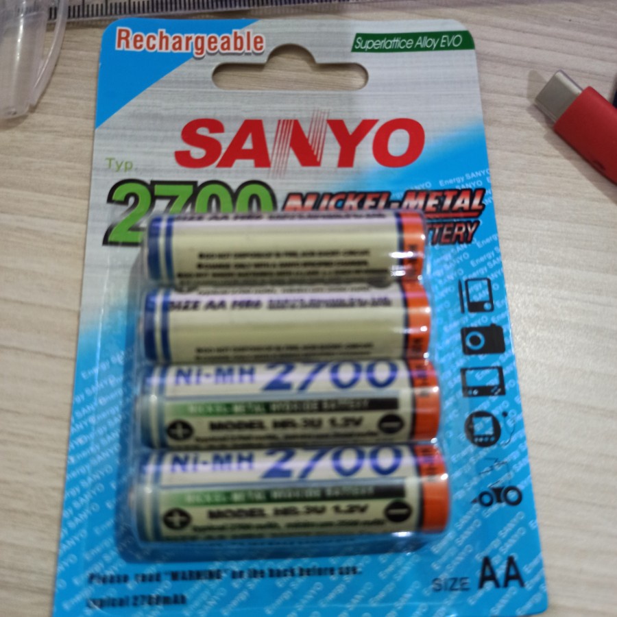 Baterai Batere Sanyo AA Rechargeable Bisa Di Cas Ulang 2700mAh is 4Pcs murah