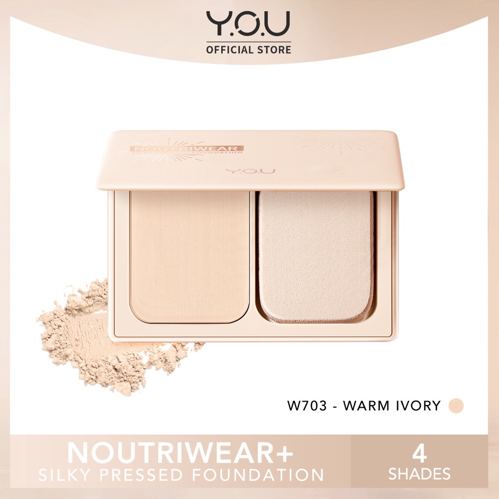 YOU NoutriWear+ Silky Pressed Foundation | Full Coverage | Oil Control &amp; Tahan Lama 24 Jam | Nourishing | Kosmetik #VITAMIN_KU