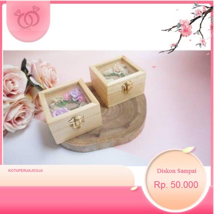 KOTAK CINCIN KAYU persegi RUSTIC BAHAN MAHAR SESERAHAN RUSTIC - KOTAK CINCIN Kayu bahan RUSTIC - By 