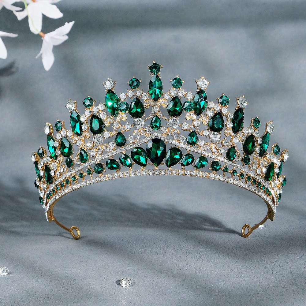 Mahkota Pengantin Hiasan Rambut, Aksesoris Gaun Tiara, High-end Berlian-set Paduan Mahkota, Ruby Berlian Imitasi Mahkota