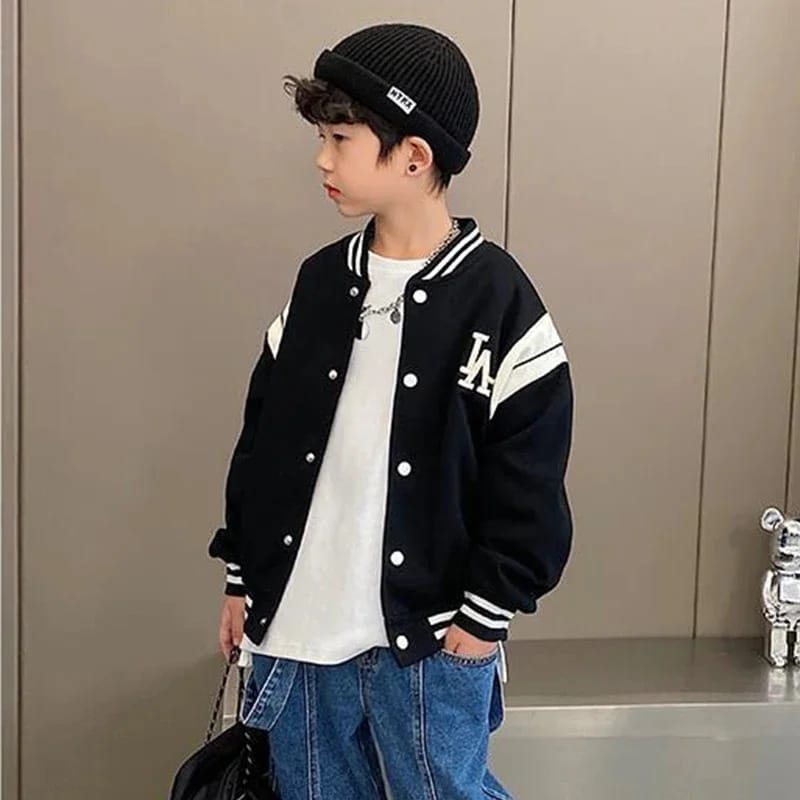 LA Baseball Varsity Kids l Jaket Anak Laki Laki All Size 8-9 Tahun Matt Fleece Tebal Bordir Premium