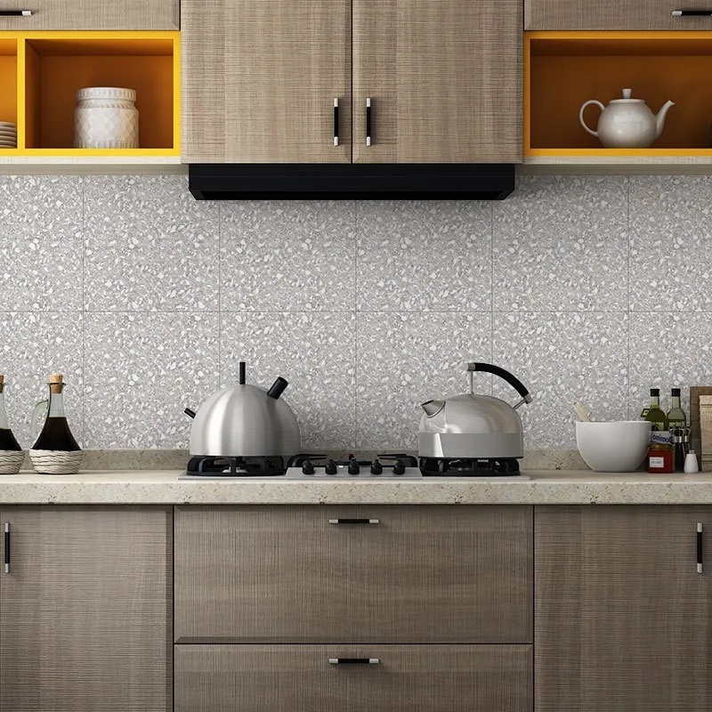 Stiker Dinding Terrazzo Imitasi Anti Minyak Dapur/Wallpaper Dinding Tahan Panas Berperekat/Wallpaper Terrazzo Tahan Aus Yang Menebal Dekorasi Rumah