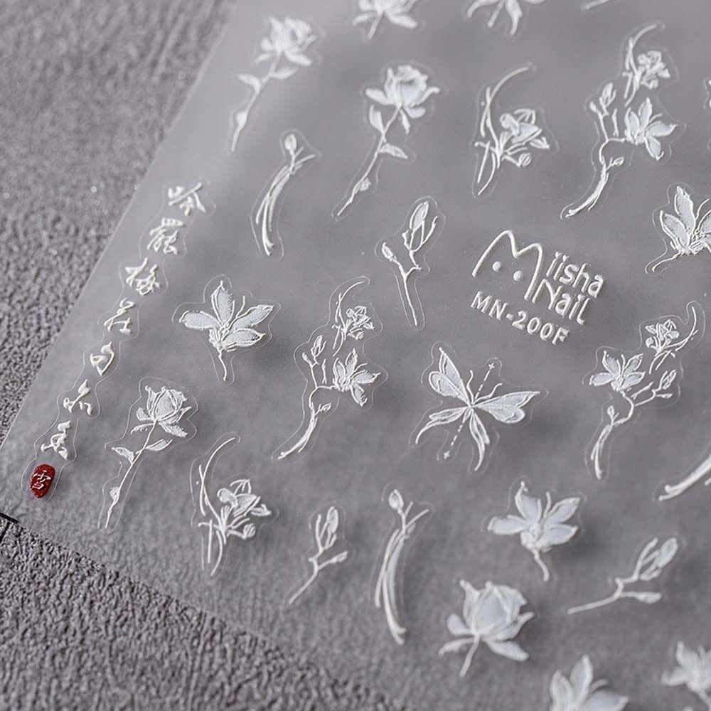 AUGUSTINA Agustina Bunga Stiker Kuku Jepang Nail Art Kupu-Kupu Daisy Self Adhesive Dekorasi Kuku