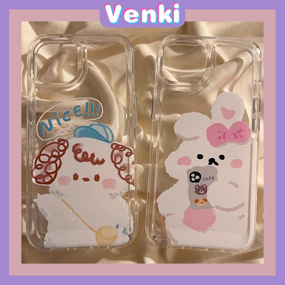 Case for iPhone 11 Soft TPU Clear Space Case Cute Cartoon Rabbit Plating Buttons Camera Protection ShockProof for iPhone 14 13 12 12 Plus 6 8 Plus XR XS