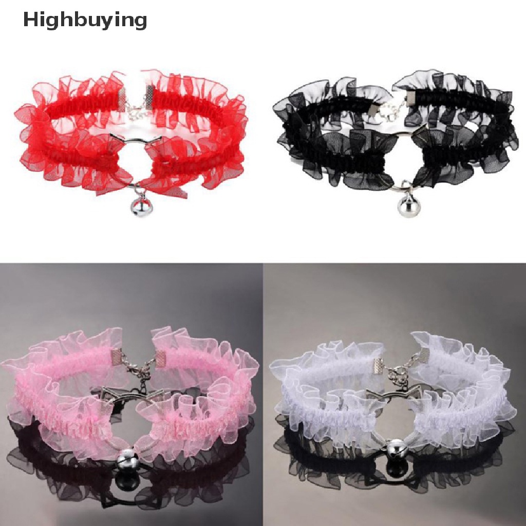 Hbid Choker Lace Adjustable Dengan Bell Manis Lucu Gothic Choker Kalung Kerah Untuk Wanita Gadis Fashion Cosplay Pesta Perhiasan Glory