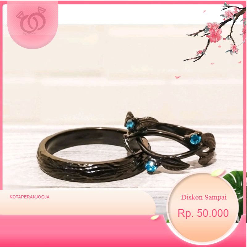 Cincin couple perak rustik hitam - cincin hitam rustik deffansilver cincin perak simple - By Kotaper
