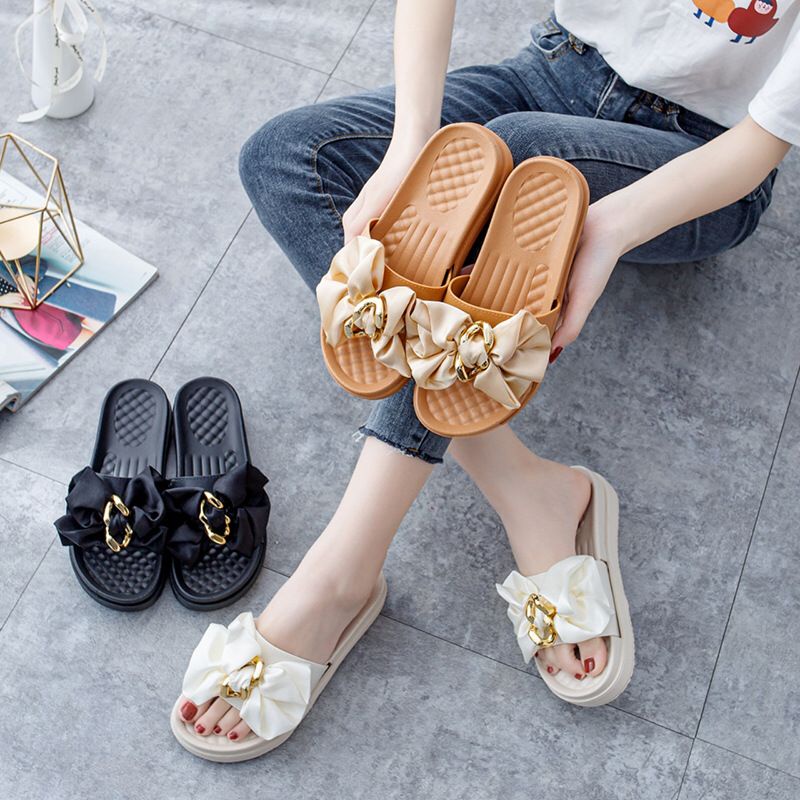 GROSIRTAS TG1659 Sandal Wedges Wanita Motif Pita Rantai Import Fashion Terbaru