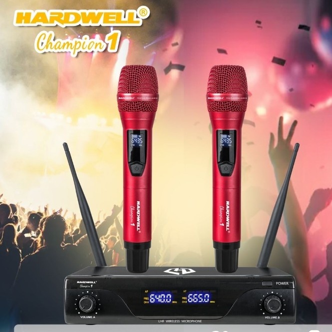 MIC WIRELESS HARDWELL CHAMPION 1 HANDLE ORIGINAL WARNA - Gold