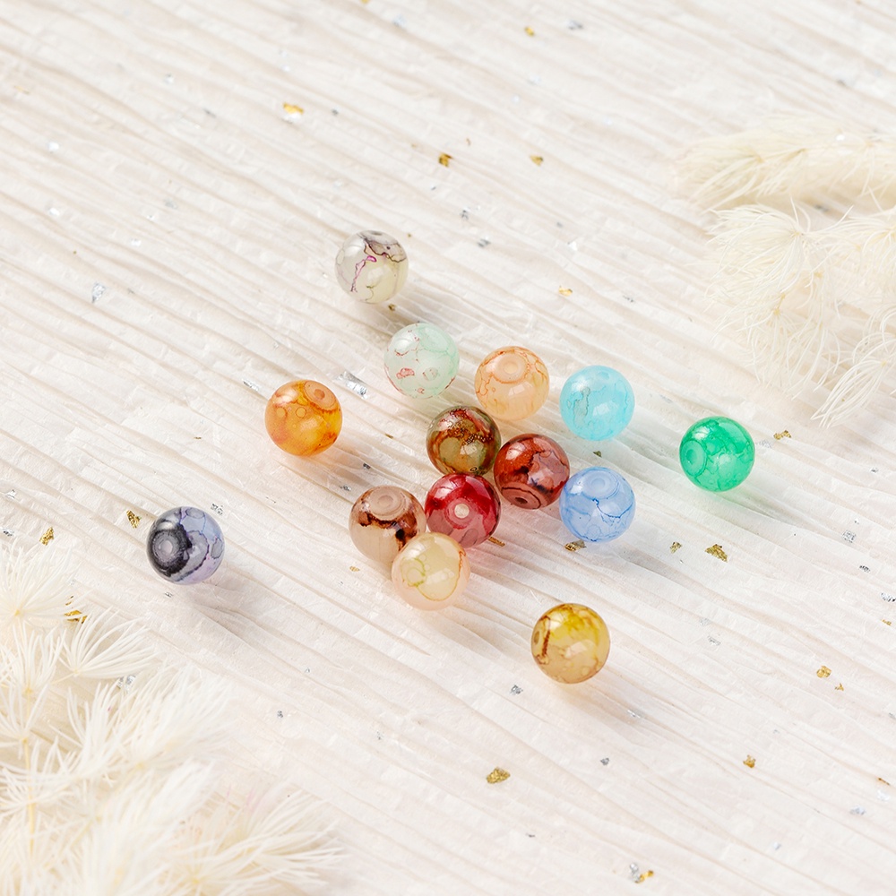 St kunkka 20 Pcs 10mm Manik-Manik Kristal Warna-Warni Tinta Kaca Imitasi Tembikar Bulat Beads DIY Beads Aksesoris Perhiasan Manik-Manik Longgar
