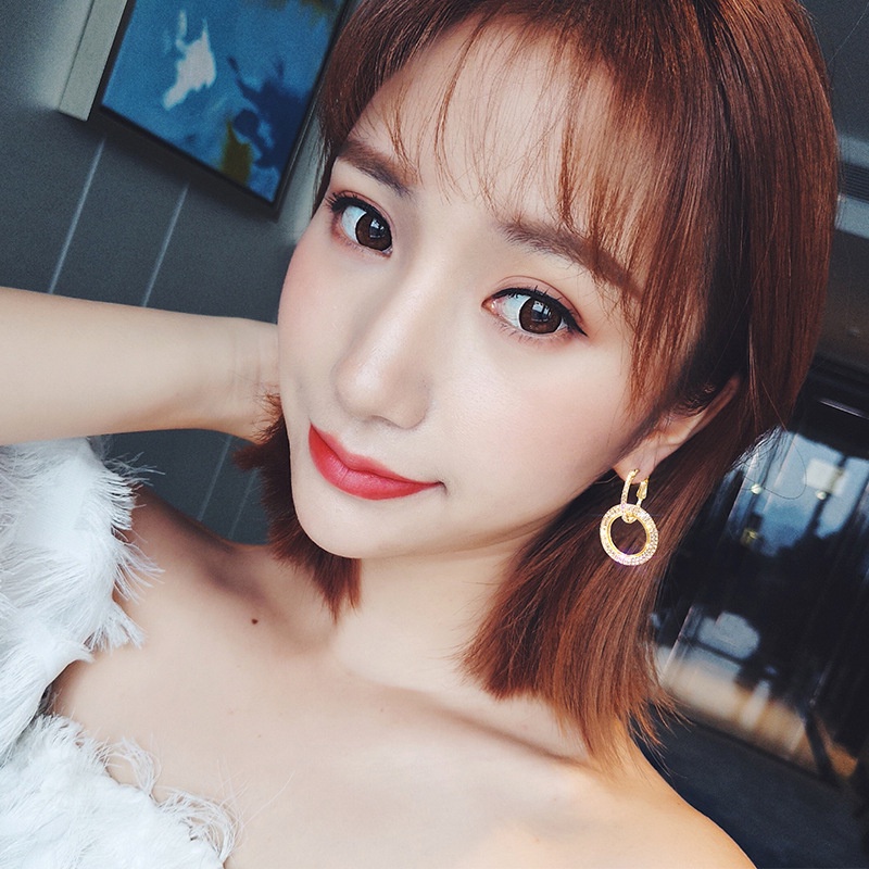 Tahun Gaya Baru Trendi High-End Lingkaran Geometris Anting Menjuntai Kecil Perempuan Korea Classy Influencer Earrings