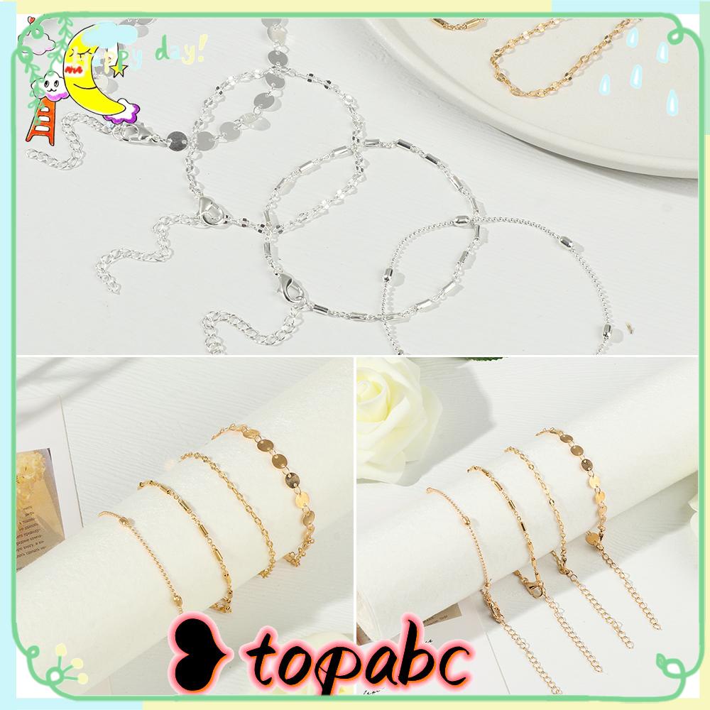 Top 4biji/Set Gelang Set Fashion Multi-Layer Rantai Adjustable