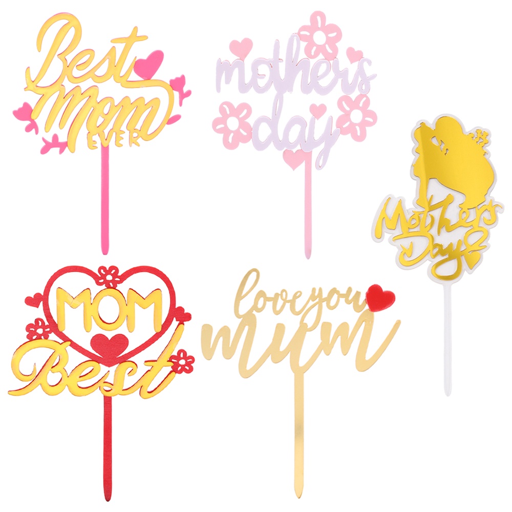 1 Pc Best Mom Cake Toppers Love you Mum Akrilik Sisipan Kue Hari Ibu Perayaan Ornamen Dessert Docoration Aksesoris Perlengkapan Pesta