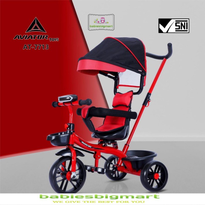 Sepeda Anak Roda 3 Tiga Tricycle Aviator AT 7713 Musik Kursi putar