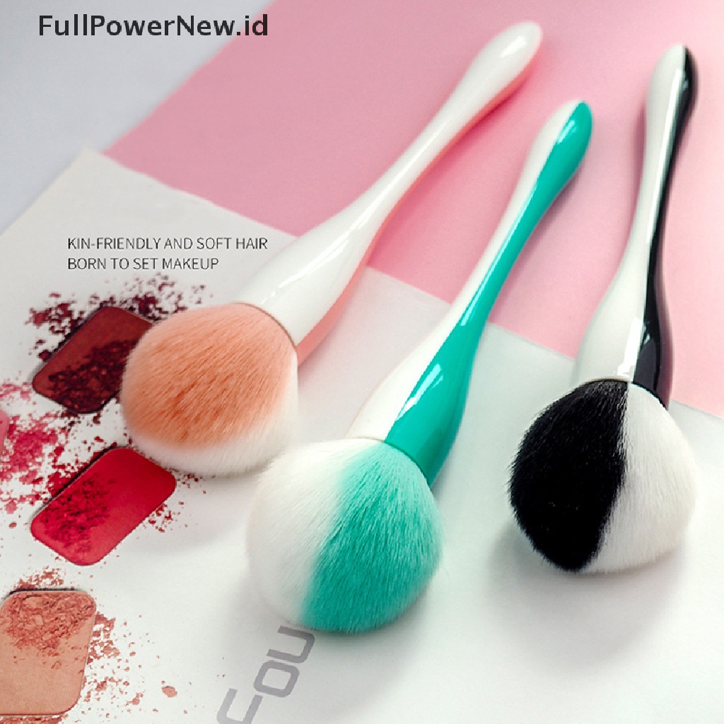 Power 1pc Soft Powder Blush Brush Dua Warna Kepala Bulat Kuas Makeup Alat Makeup ID