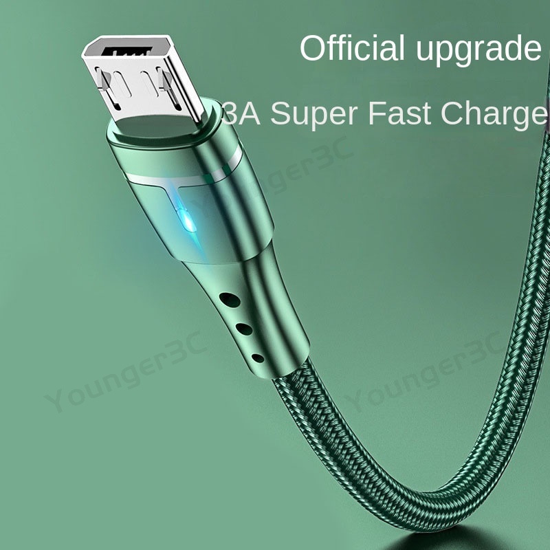 120w Kabel USB Super Fast Charging 3A Handphone Fast Charging USB C Wire Dengan Lampu Untuk Android Tipe C