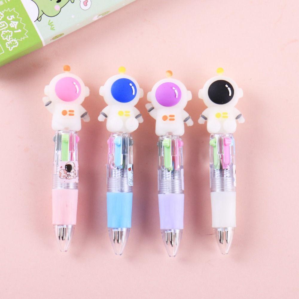 Quinton 4warna-warni Pulpen Lucu Mini Perlengkapan Kantor Sekolah Tahan Lama Cepat Kering 0.5mm Pena Gambar Tulisan