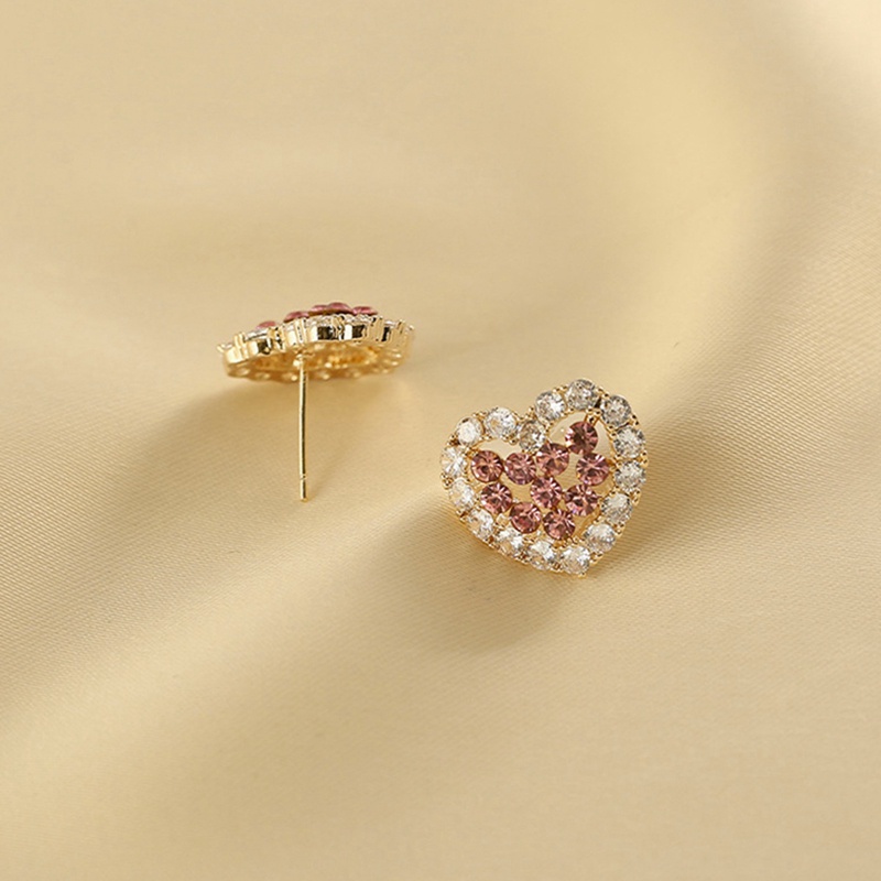 Anting Tusuk Hati Kristal Untuk Wanita925 Sterling Silver Needle Ear Bar Hypoallergenic Jewelry