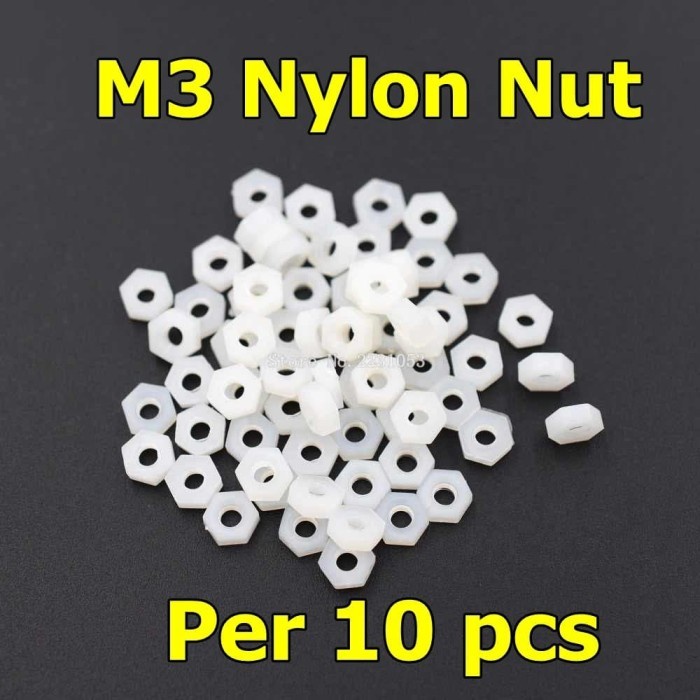 Per 10pcs Nylon Nut M3 Mur Plastik Untuk ukuran baut 3mm 3 mm