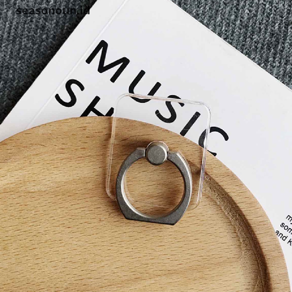 Seasonoun Universal Dudukan Ponsel Cincin Jari Lipat Lem Stand Transparan Holder.