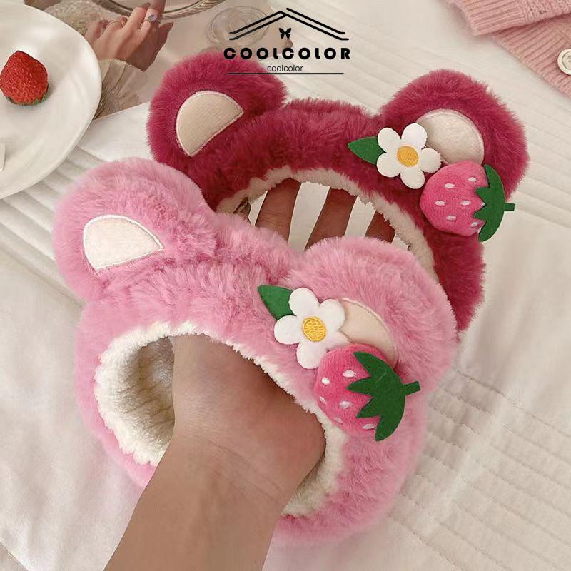 COD❤️Mewah Strawberry Bear Bando Wanita Cuci Muka Ikat Kepala Lucu Jepit Rambut Bulang- cl