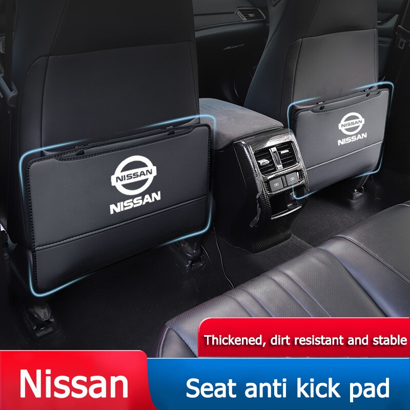 Cover Pelindung Punggung Kursi Mobil Organizer Saku Kulit Car Seat Back Anti Kick Mat Pad Untuk Nissan Electric Sylphy GTR X-Trail Qashqai Elgrand