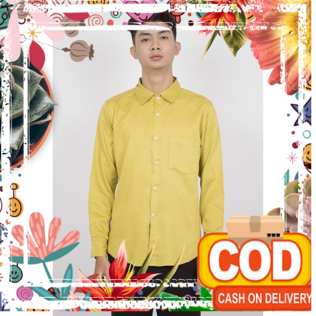 FortKlass MOSCO Lemon Kemeja Polos Pria Lengan Panjang Formal / koko busana muslim