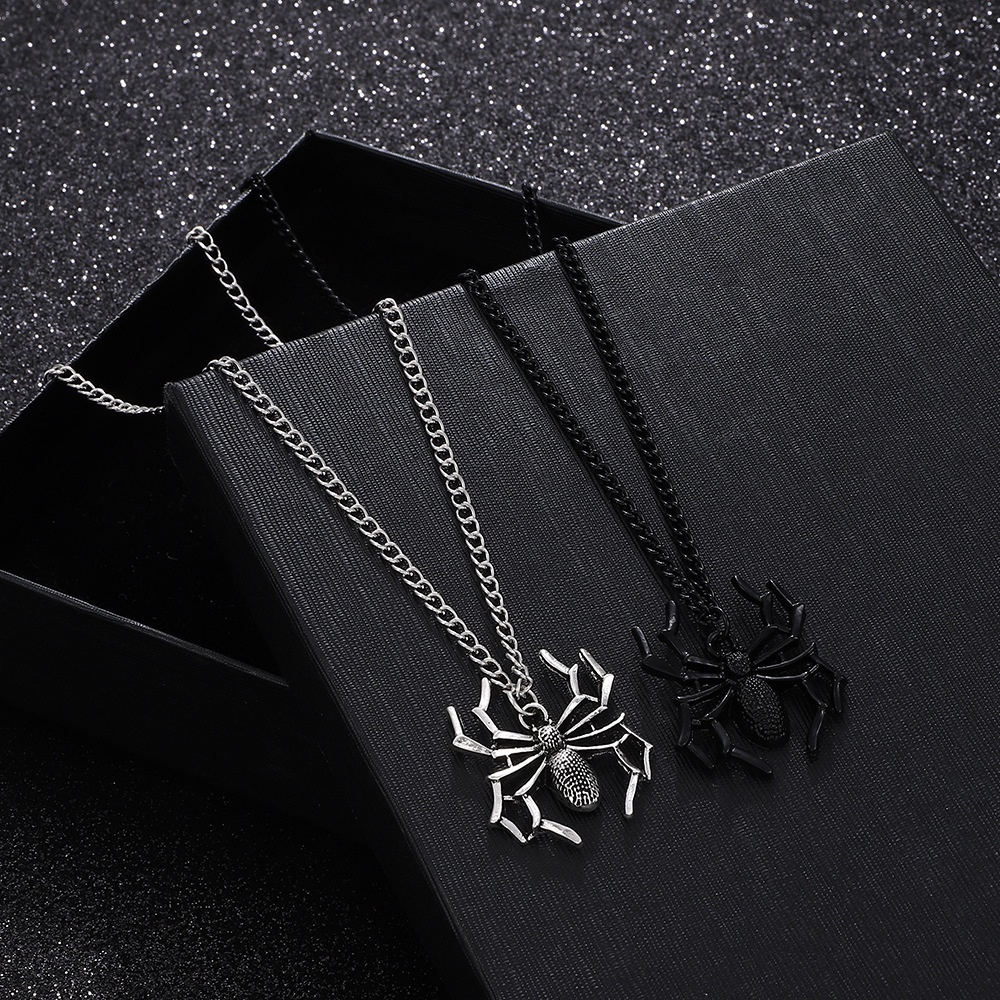 Trendi Sederhana Spider Pendant Kalung Untuk Wanita Pria Unisex Punk Tiga Dimensi Kepribadian Serangga Kalung Perhiasan