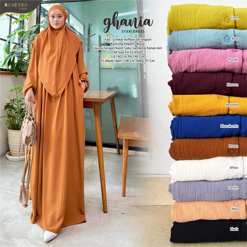 ghania syari dress ori by kheyra //DRESS//DRESS WANITA//DRESS MUSLIM WANITA//GAMIS MUSLIM//GAMIS DAI