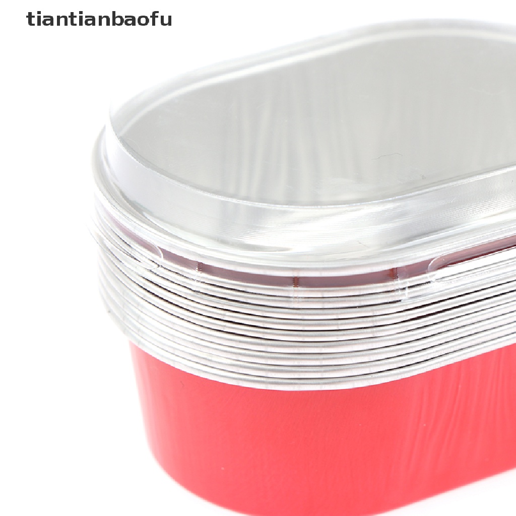 [tiantianbaofu] 10pcs Aluminium Foil Baking Cup Tahan Panas Kue Cups Cetakan Dengan Tutup Cupcake Boutique