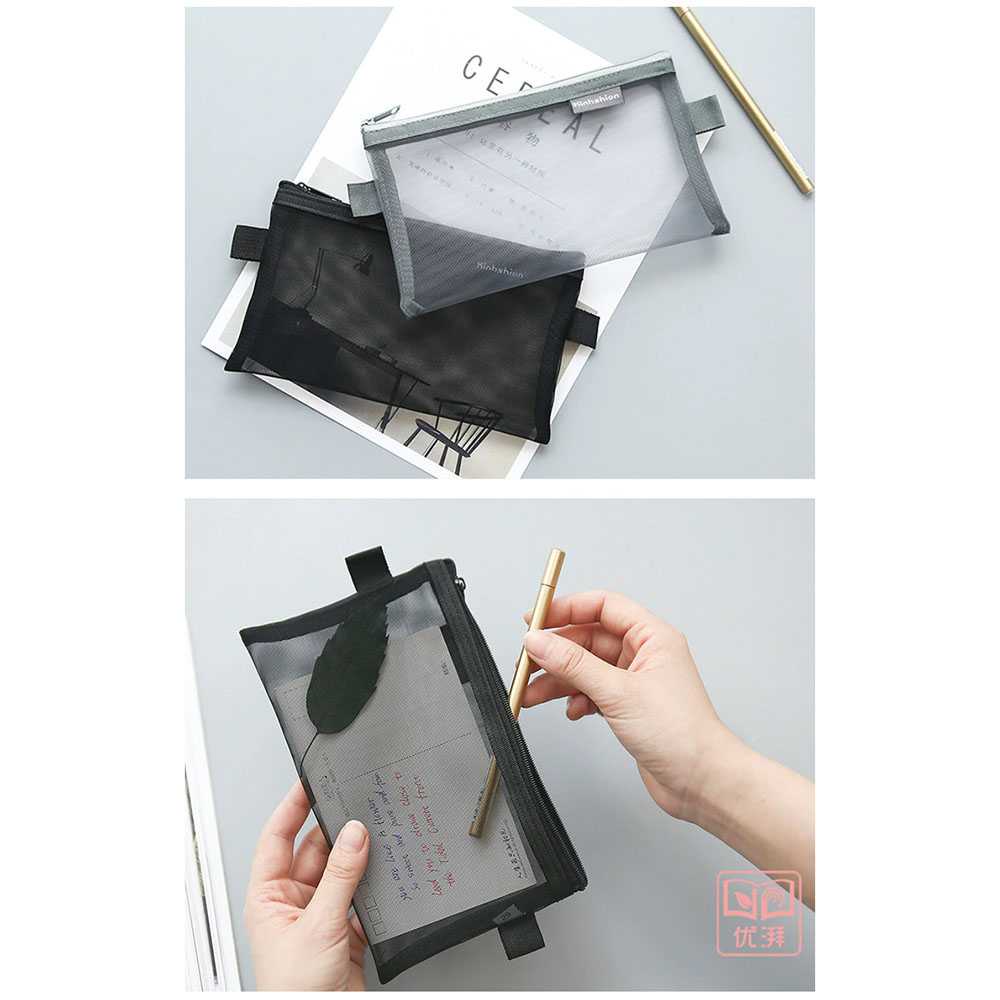 Tas Make Up Kosmetik Transparent Mesh Flat Tempat Penyimpanan Waterproof Wadah Cosmetic Makeup Alat Kecantikan Travel Pouch Peralatan Mandi Travelling Organizer Transparan