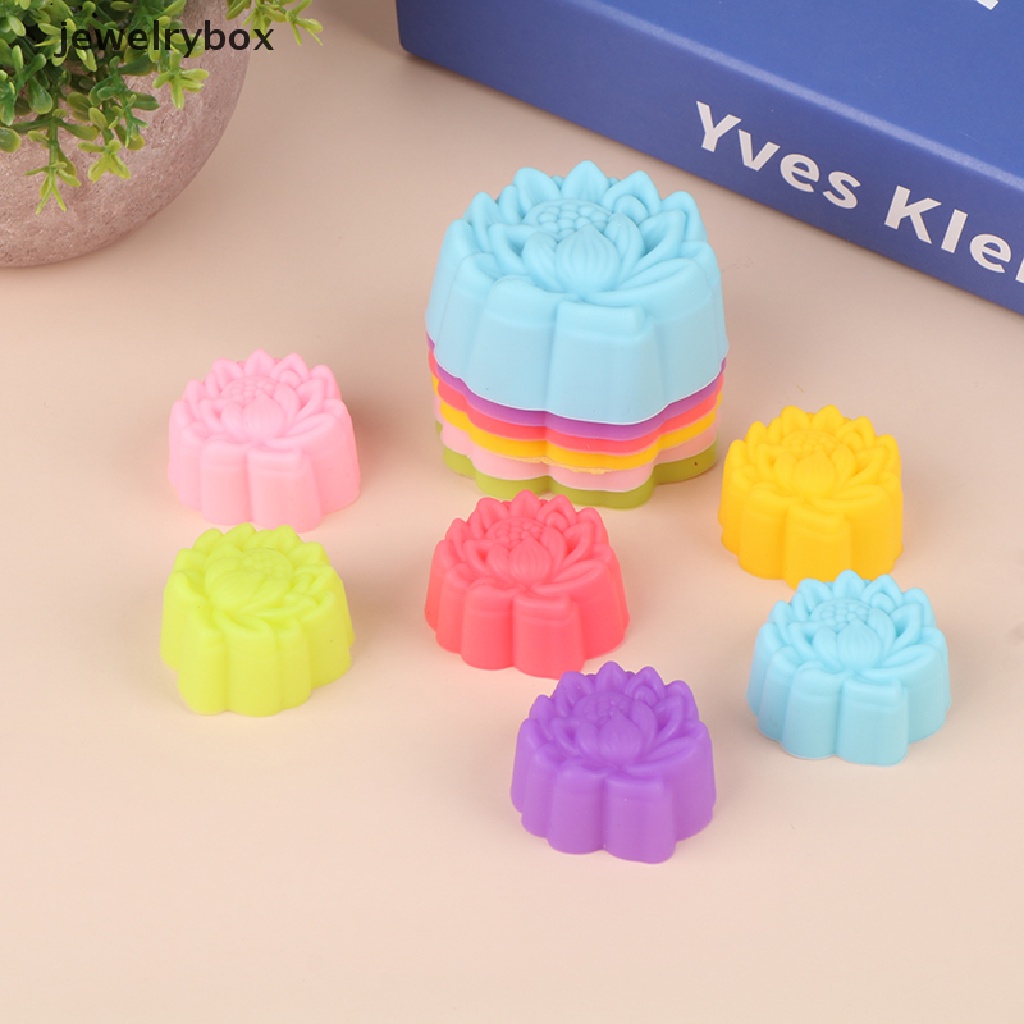 [jewelrybox] 5pcs 3/5cm Lotus Cetakan Silikon Kue Muffin Baking Non Reusable Molds Butik