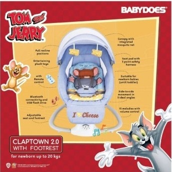 DISKON SHOPEE/ Babydoes Claptown With Footrest Ayunan Bayi Elektrik Tom N Jerry