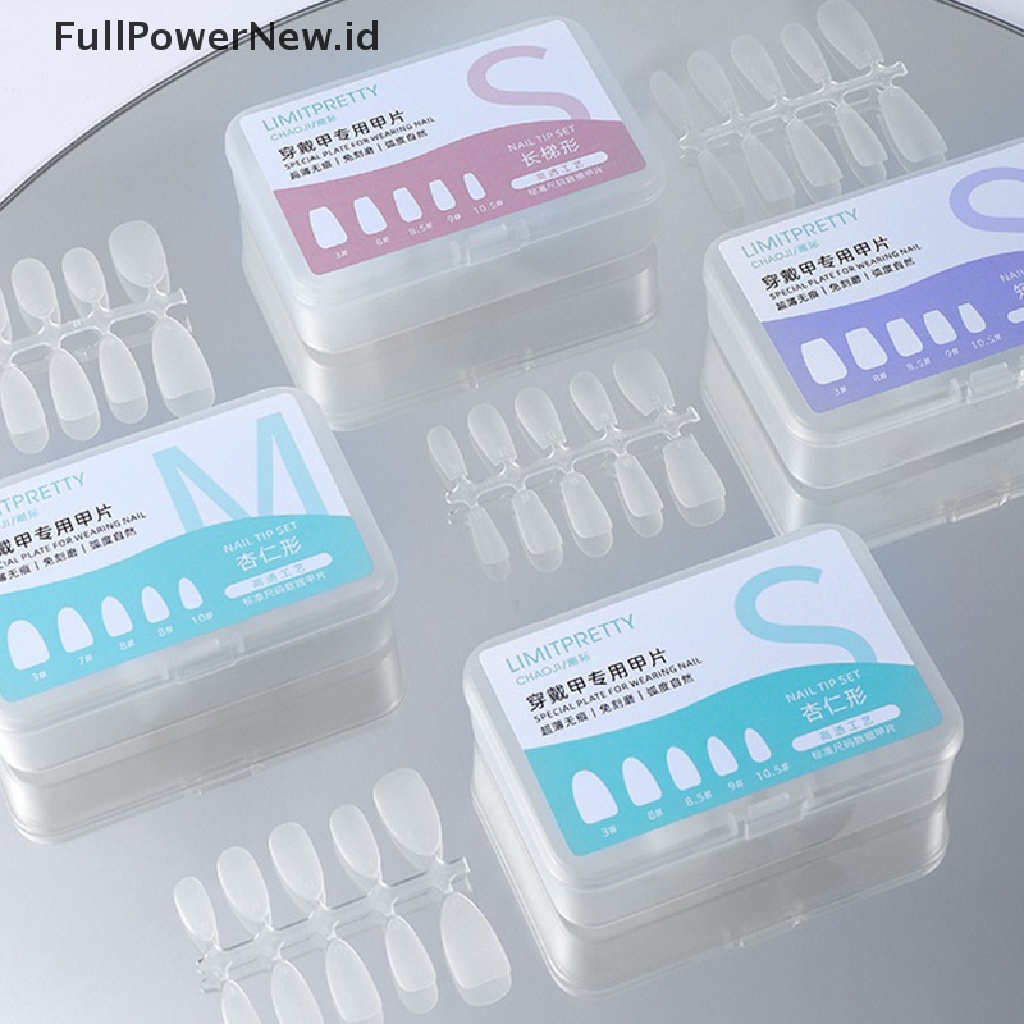 Power 100PCS Paku Palsu Set Tekan Pada Paku Almond/Persegi/Peti Mati Full Penutup Fake Tip ID