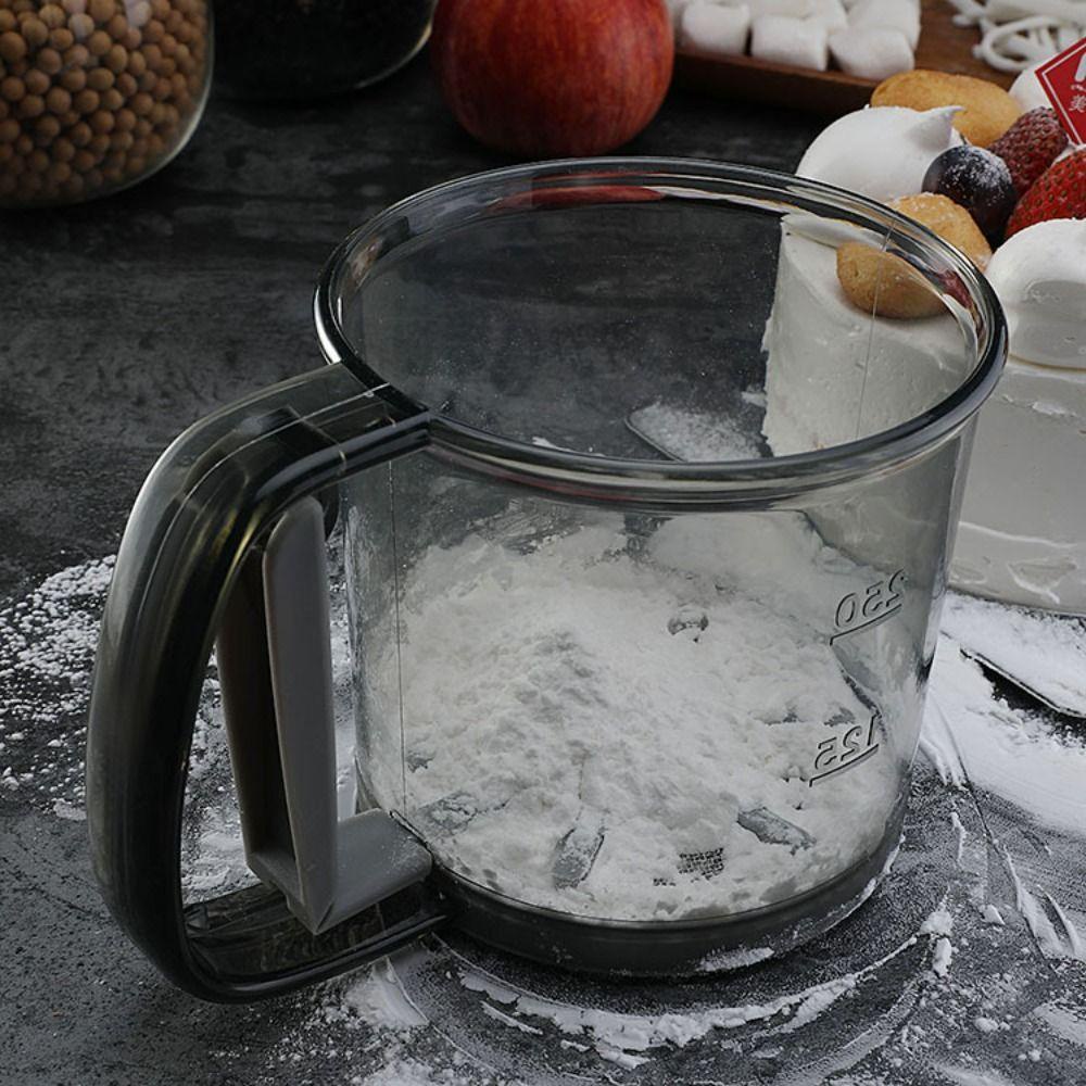 [Elegan] Flour Sifter Dapur Baking Jaring Halus Mudah Dibersihkan Saringan Bubuk Genggam Plastik