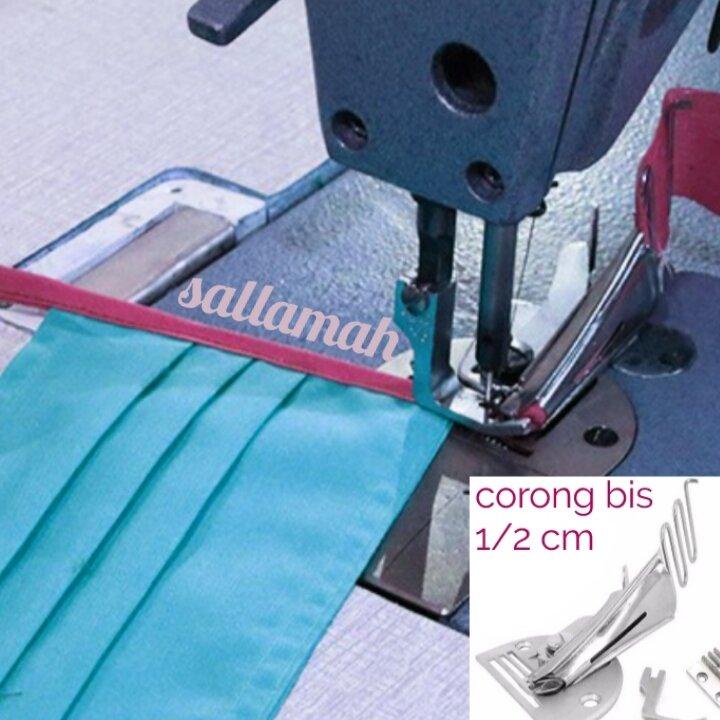 corong bisban setengah cm - hasil jahitan  1-2 cm - corong bis ban mesin jahit