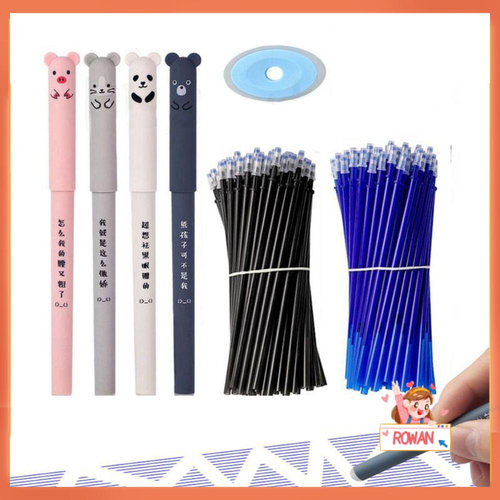 R-flower Erasable Gel Pen Perlengkapan Kantor Sekolah Hadiah Siswa 0.35mm Tinta Hitam Pena Netral