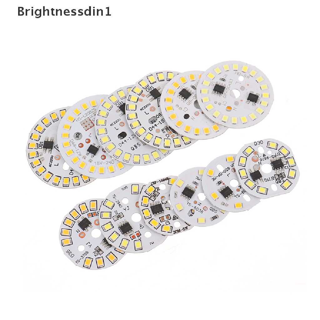 [Brightnessdin1] 2pcs DIY Lampu Bohlam LED SMD 15W 12W 9W 7W 5W 3W Cahaya Chip AC220V Input IC Pintar LED Kacang Untuk Bohlam Cahaya Putih Warm White Butik