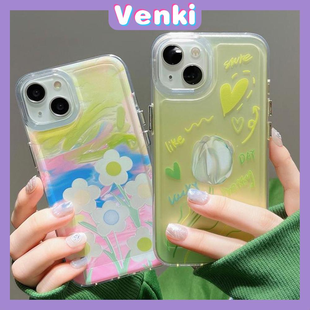 Case for iPhone 11 Soft TPU Clear Green Space Case Oil Painting Pastoral Plating Buttons Camera Protection ShockProof for iPhone 14 13 12 12 Plus 6 8 Plus XR XS