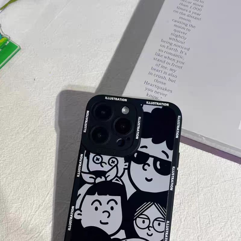 IPHONE Ins Motif Komik Cocok Untuk Iphone14 14pro 14plus 13 13pro 13prm iPhone12 7Plus 8Plus Xr XS 13 Pro Max Empat Sudut Casing Ponsel Tahan Guncangan