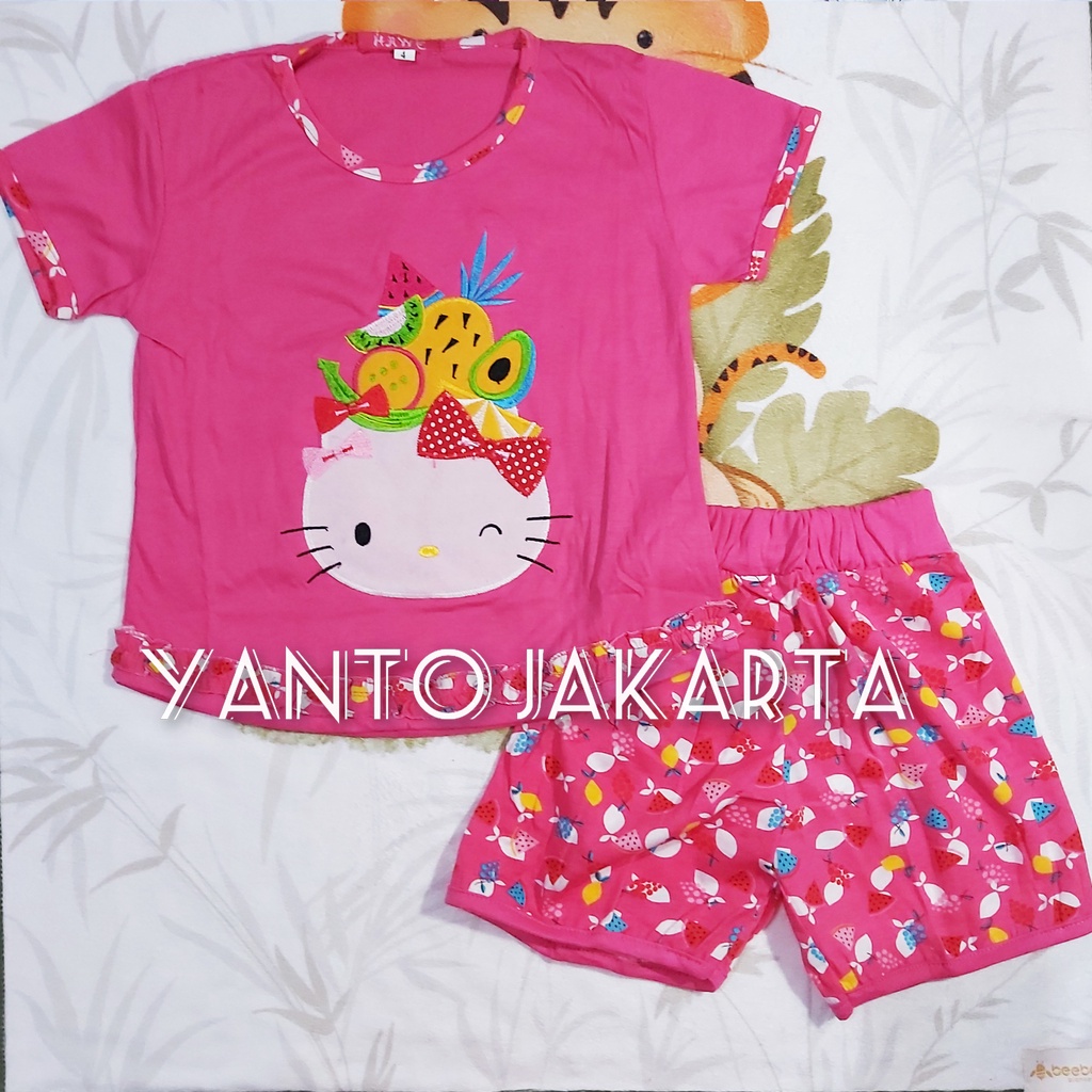 STELAN ANAK PEREMPUAN OBLONG HELLO KITTY BUAH BUAHAN 1-5 TAHUN