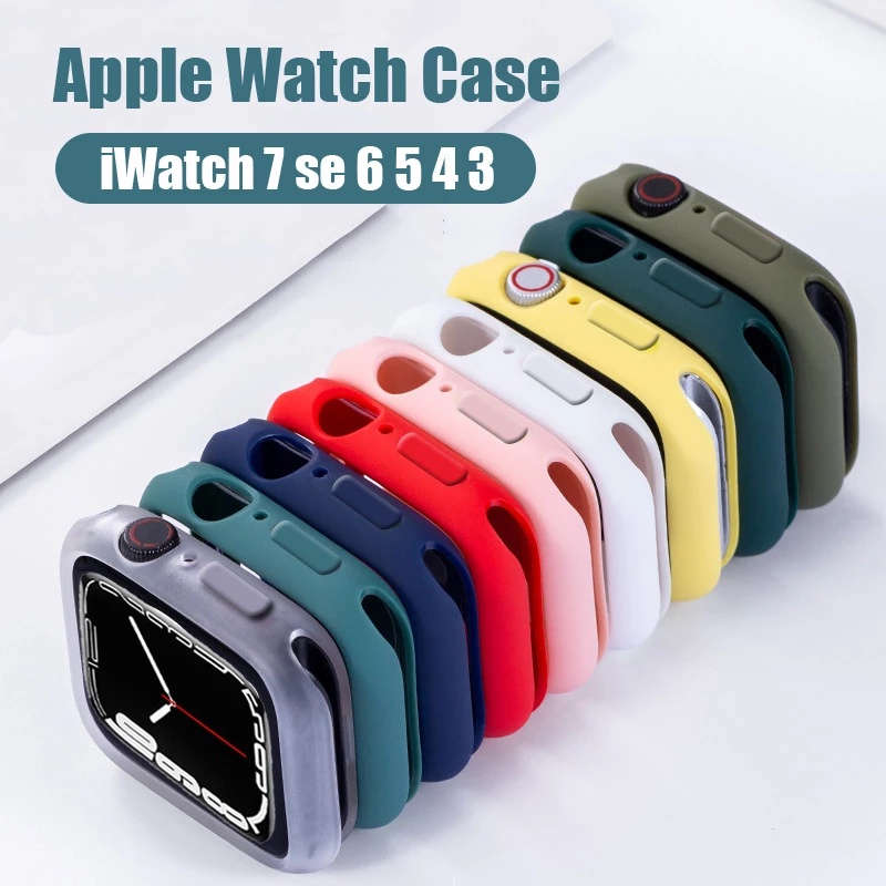 Cover Pelindung Layar Untuk A * ple Watch Case 45mm 41mm 44mm 40mm 42mm 38mm Soft Full TPU Silicone Case Untuk Seri Iwatch7 6 5 4 3