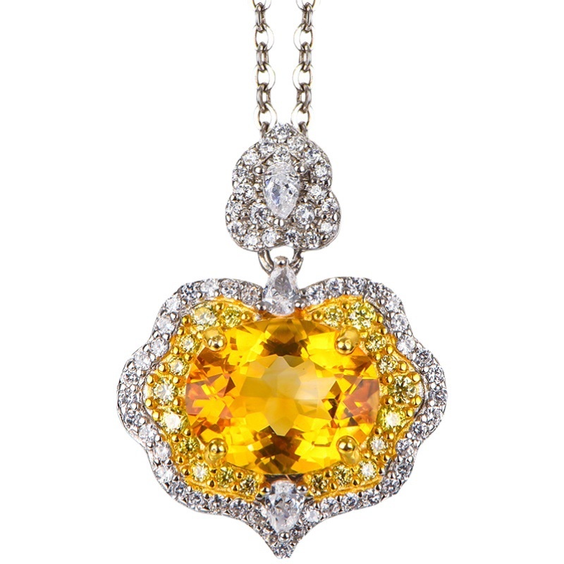 Goldkingdom Aksesoris Perhiasan Fashion Ready Stock Liontin Alami Wanita Berlapis Emas Fashion Kerah Berlian Kuning Kalung