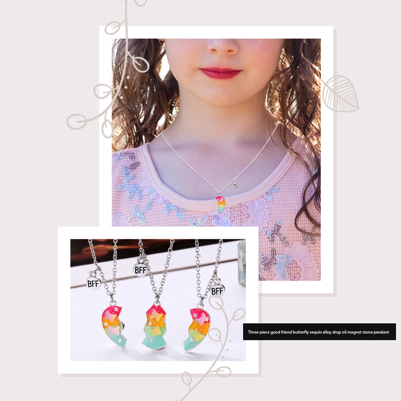 3 Pcs/Set Fashion Teman Baik Anak Kalung Geometris Menetes Minyak Magnet Jahitan Cinta Kalung