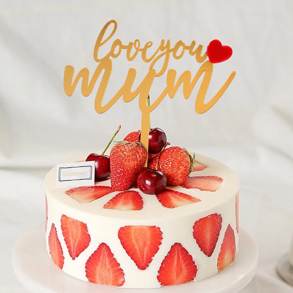 [Harga Grosir] 1PC Best Mom Cake Toppers Love you Mum Sisipan Kue Akrilik Mother's Day Hajatan Ornamen Dessert Docoration Aksesoris Perlengkapan Pesta