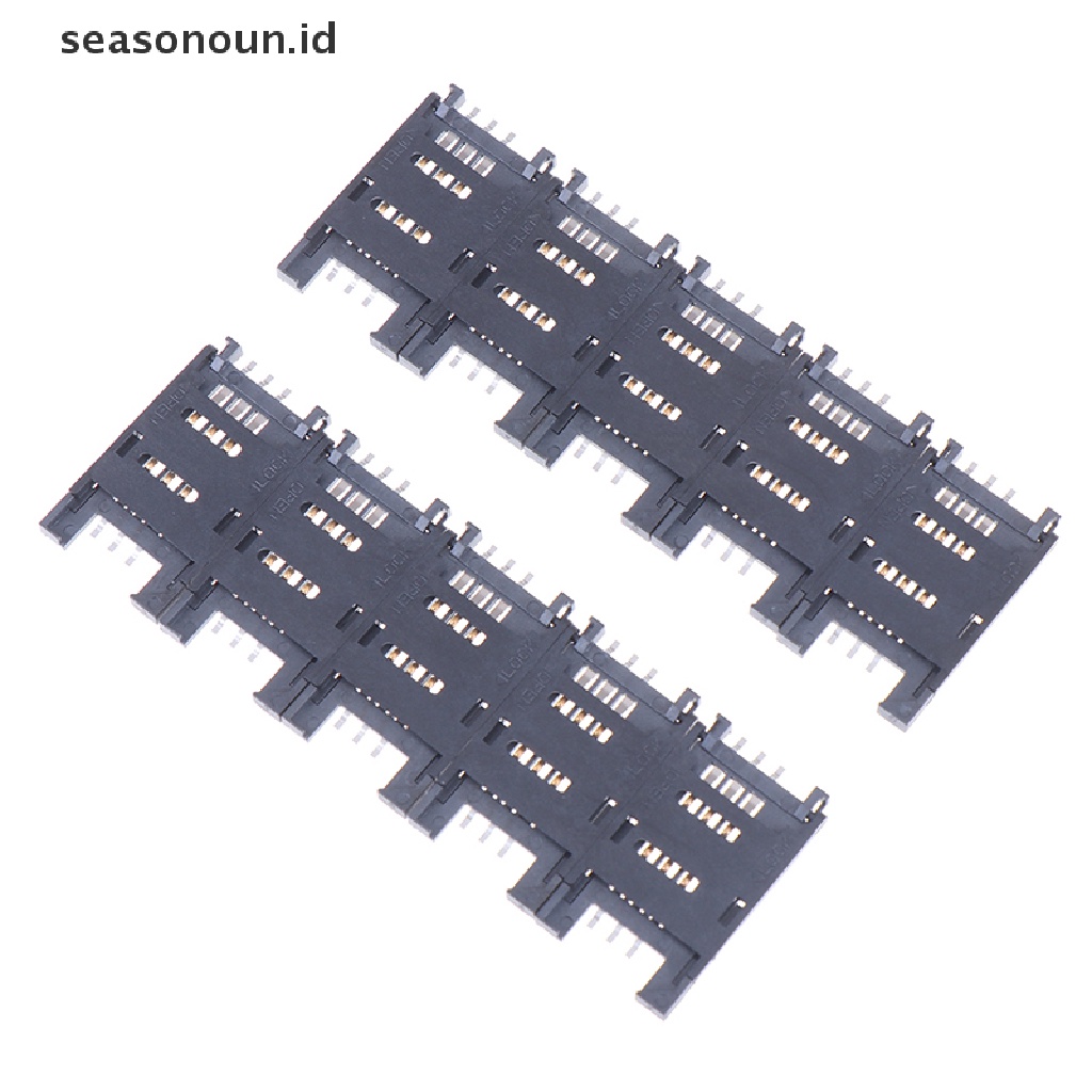 Seasonoun 10PCS Holder SIM Card Soket Kartu 6PIN Konektor Slot SIM Card Untuk Telepon.